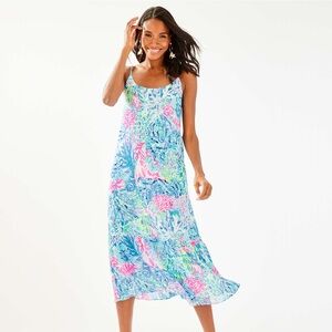 Lilly Pulitzer Winni Midi Dress Sink or Swim Size Extra Small XS 002244 Blue